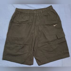Nike Men's Black  Cargo Shorts Elastic Waist Draw String Sz L EUC